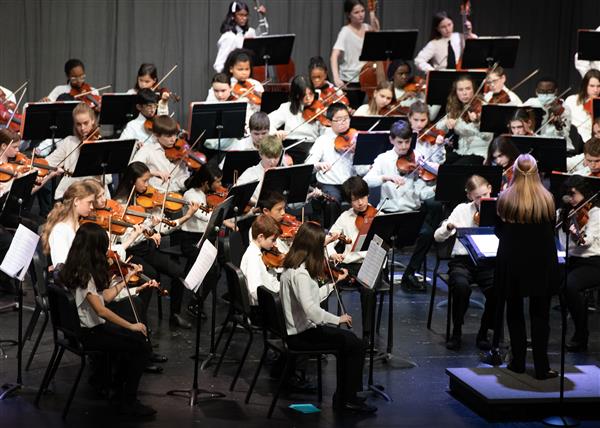 Students performing at the 2023-2024 All County Orchestra Concert
